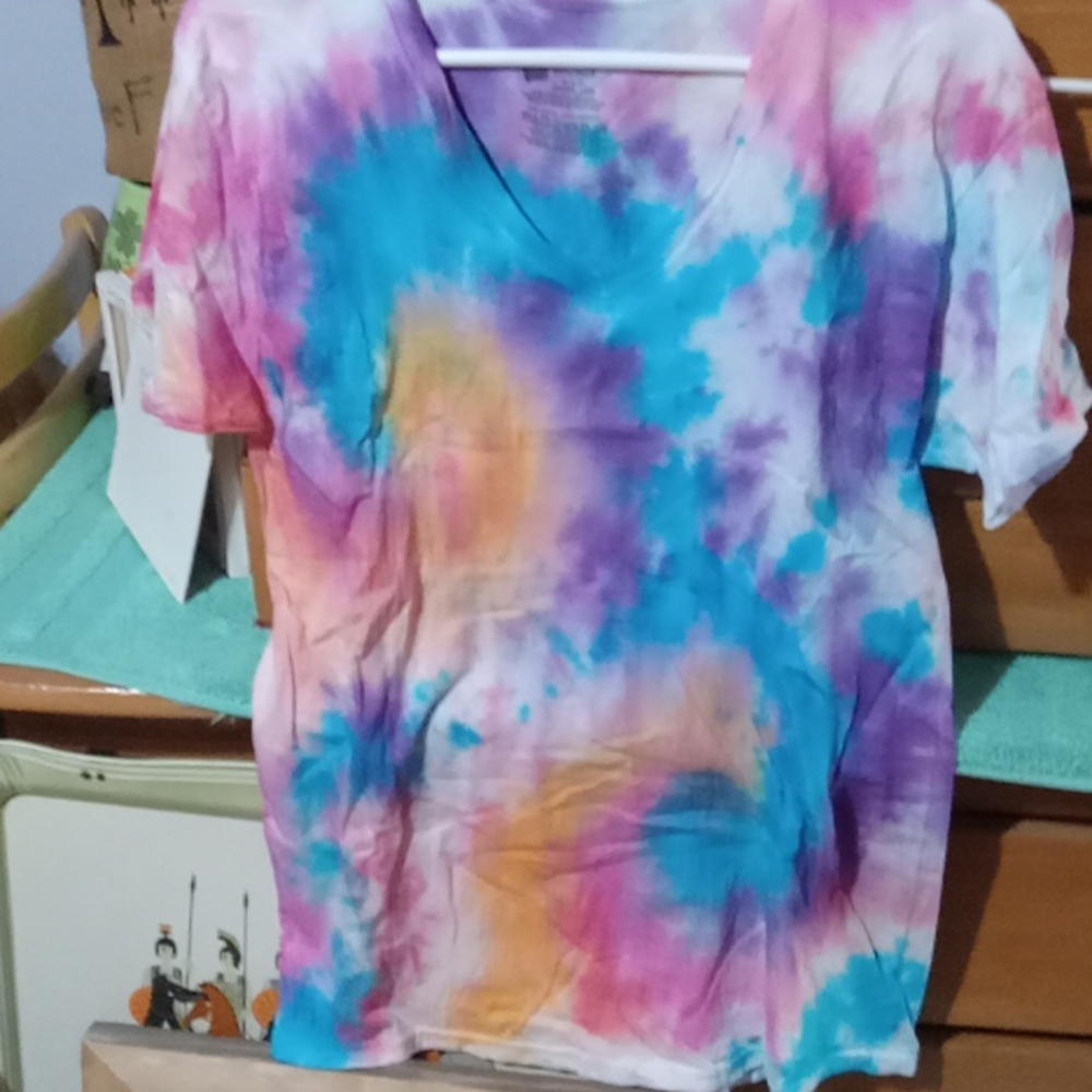 Tie Dyed Hanes V-Neck Tee